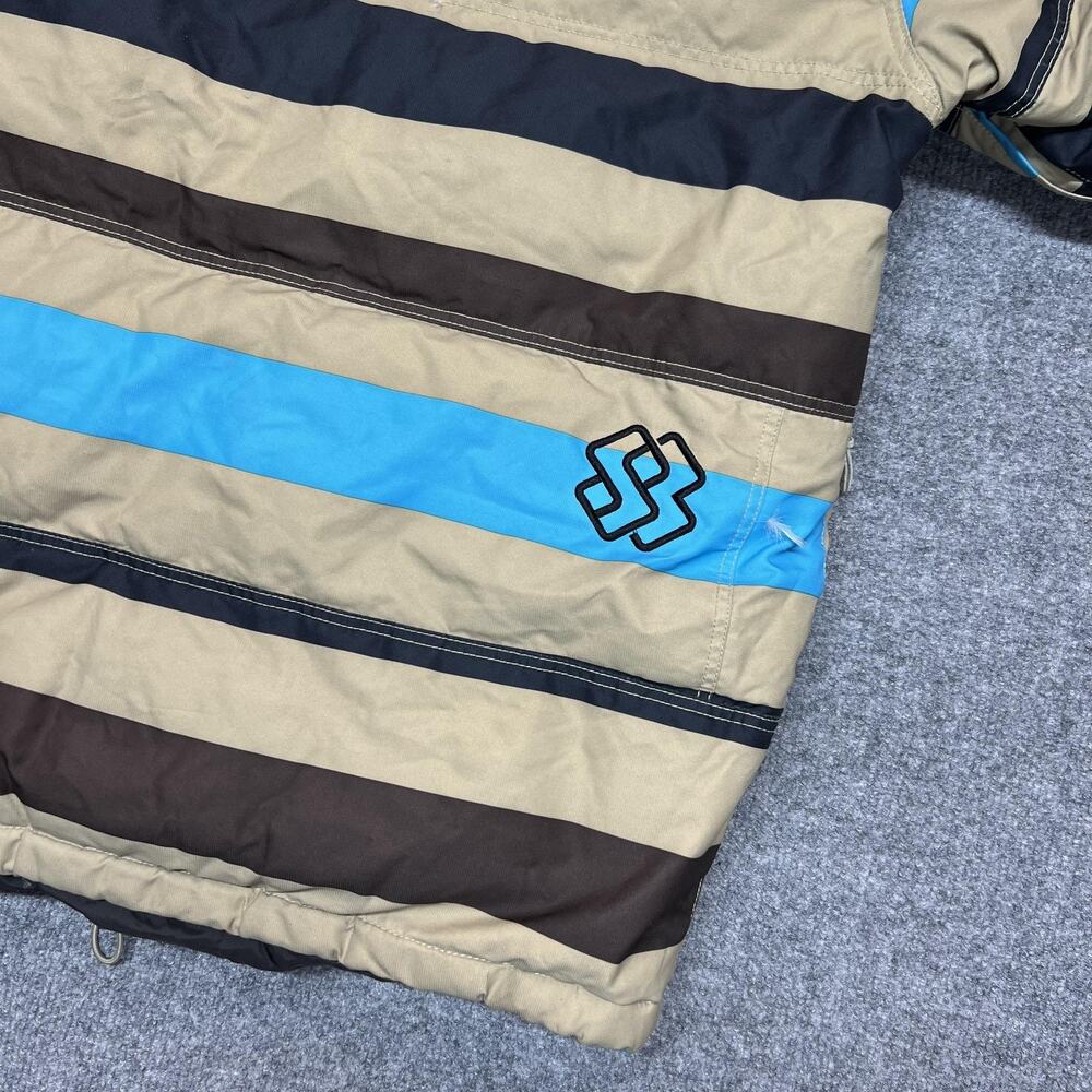 Special Blend Jacket Mens Medium Blue Striped Down Hooded Waterproof Ski Snow - Picture 10 of 16